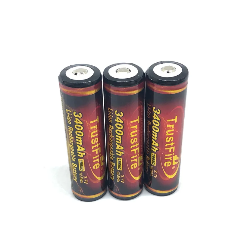 2pcs/lot TrustFire Protected 18650 3.7V 3400mAh Battery Rechargeable Lithium Batteries with PCB For LED Flashlights Headlamps