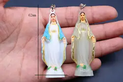 Catholic plastic blue Maria key chain. Plastic Paris Virgin Mary Keychain, Plastic Virgin Mary. Key ring holder medal.
