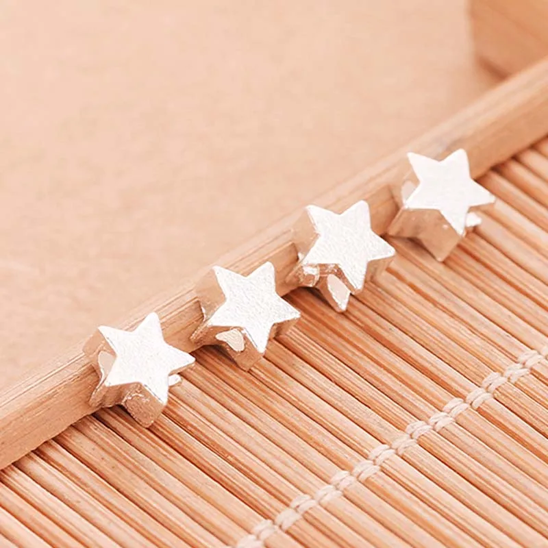 Genuine Real Pure Solid 925 sterling silver Beads Pentagram Loose Spacer Star Bead Spacers Bracelet Necklace Jewelry Making