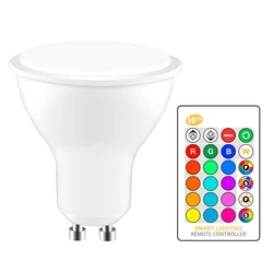 Lâmpada led rgb com controle remoto, 16 luzes decorativas mutáveis de cores, 8w, ac 85-265v, gu10