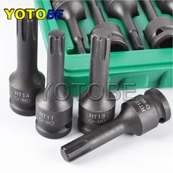 9pcs 1/2DR Impact Ribe Bit Socket M5 M6 M7 M8 M10 M11 M12 M13 M14 78MM Length