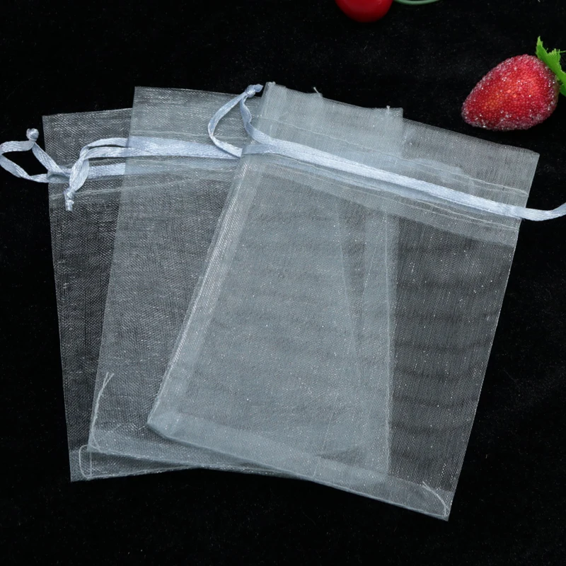 Free Shipping 500pcs Grey Organza Bag 20x30cm Large Jewelry Cosmetics Boutique Gift Packaging Bags Christmas Organza Gift Bag