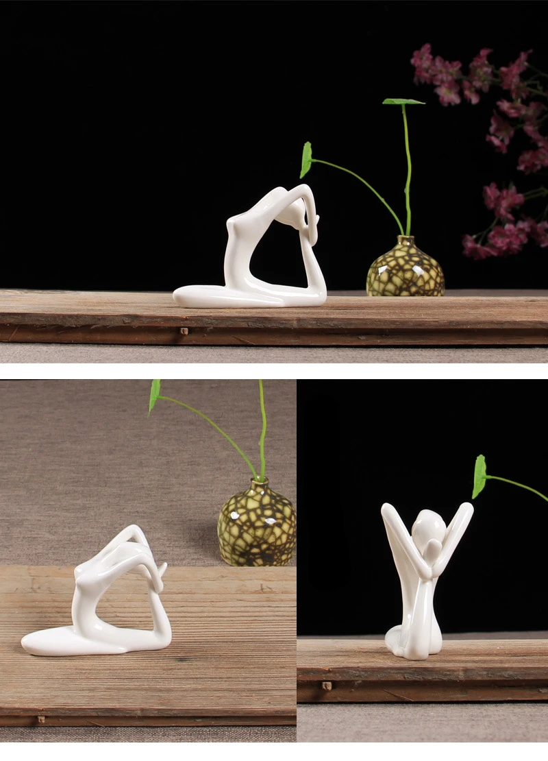 ERMAKOVA 12 Stile abstrakte Kunst Keramik Yoga Posen Figur Porzellan Dame Figur Statue Home Yoga Studio Dekor Ornament – Detail 12