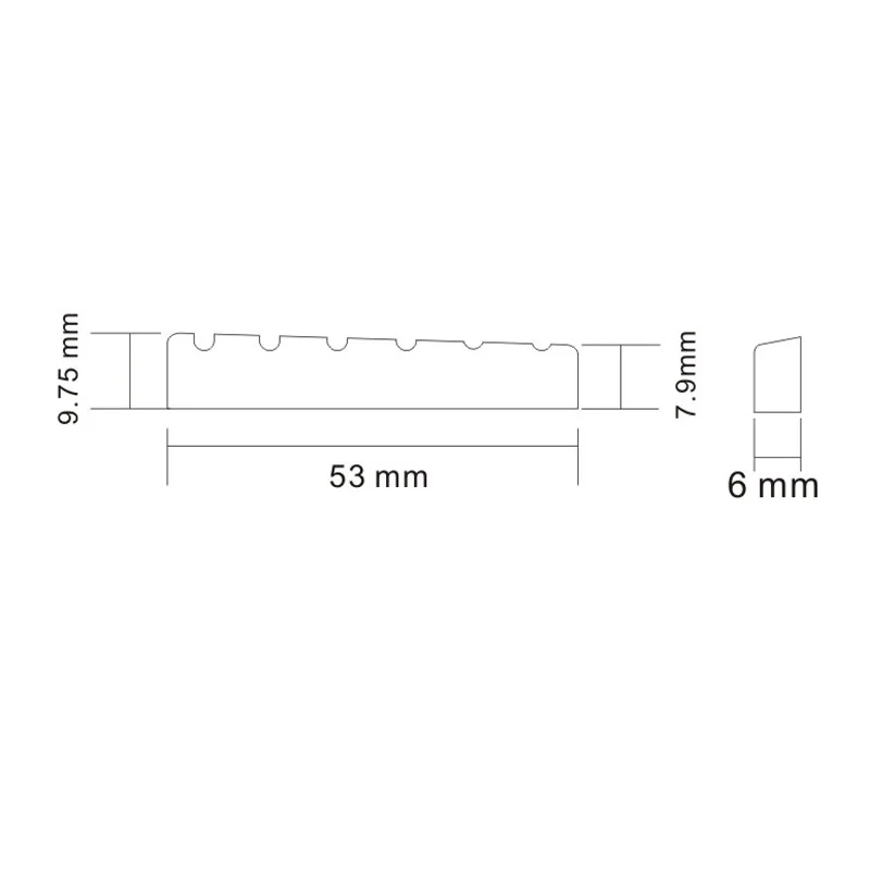 50 sztuk Ivory Plastic R400 53x6x9.75-7.9MM 6 String Bass Nut Bass części elektryczna gitara basowa części naprawcze DIY