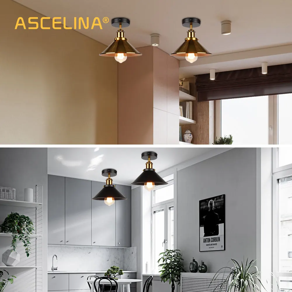 ASCELINA LED Industrielle Deckenleuchte Vintage Kronleuchter Retro Dachboden Innenbeleuchtung American Country Restaurant Schlafzimmer Lichter