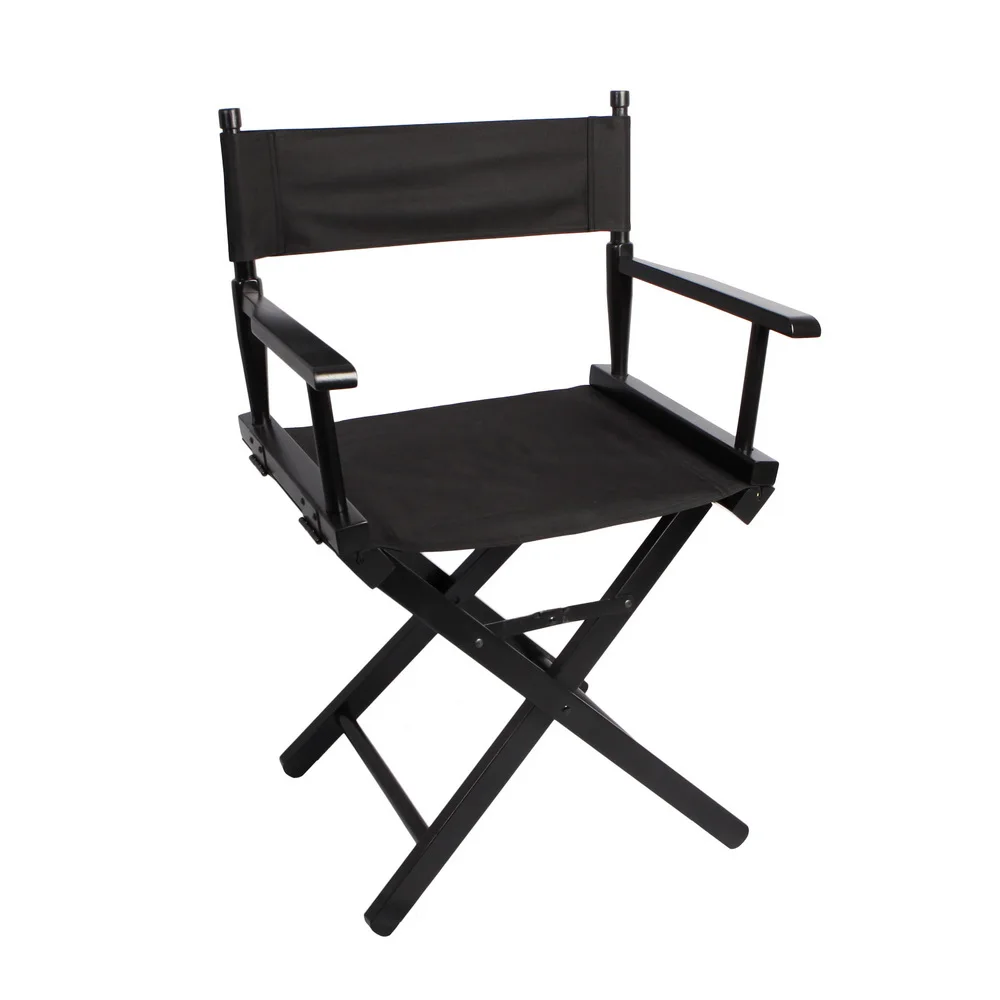 Folding Director Chair Portable Makeup Artist Director Chair Steel Outdoor Camping Fishing Black