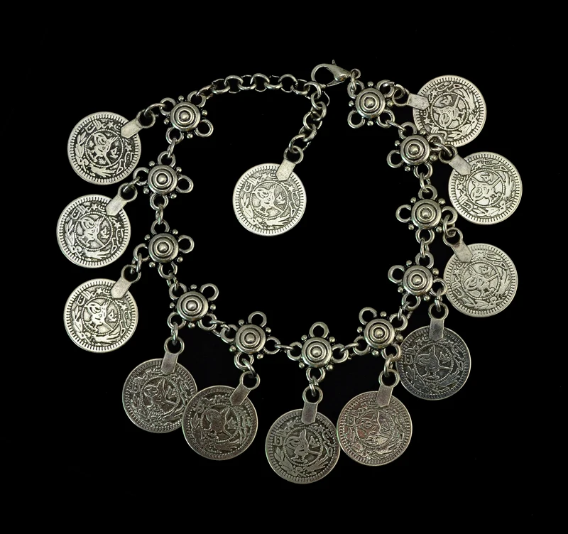 Vintage Tibetan Silver Color Metal Anklets Charm Coin Pendant Foot Bracelets For Women Boho Party Beach Indian Jewelry pulseira