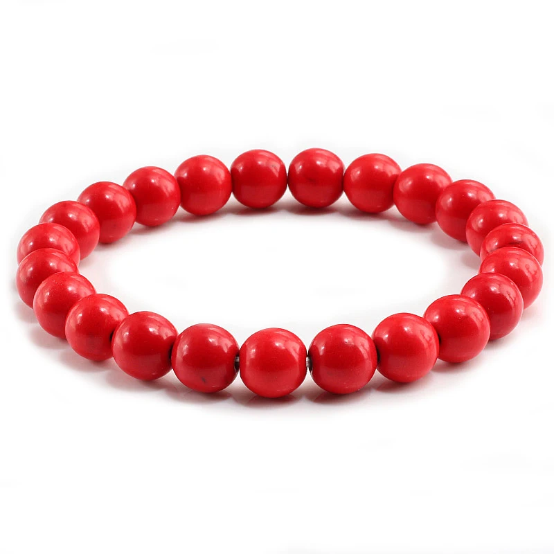 New Red Natural Stone Charm 8mm Men Strand Bracelet Femme Round Beads Buddha Bracelets For Women Pulseira Jewelry