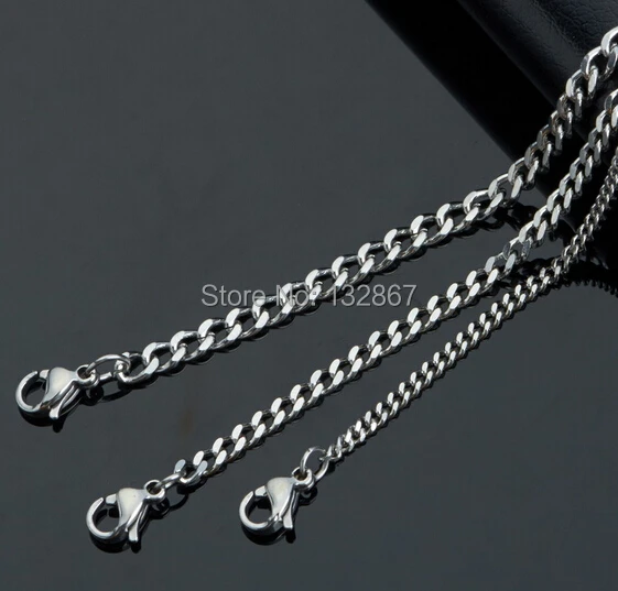 10pcs/ lot in bulk 4.5mm Cowboy Link Chain Necklace Stainless steel Jewelry Women Men 18-32'' choose lenght