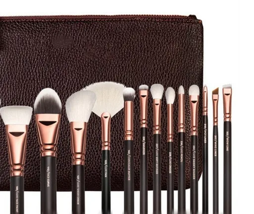 Makeup Brushes 15pcs/set Natural Hair Cosmetics Set with Leather Bags