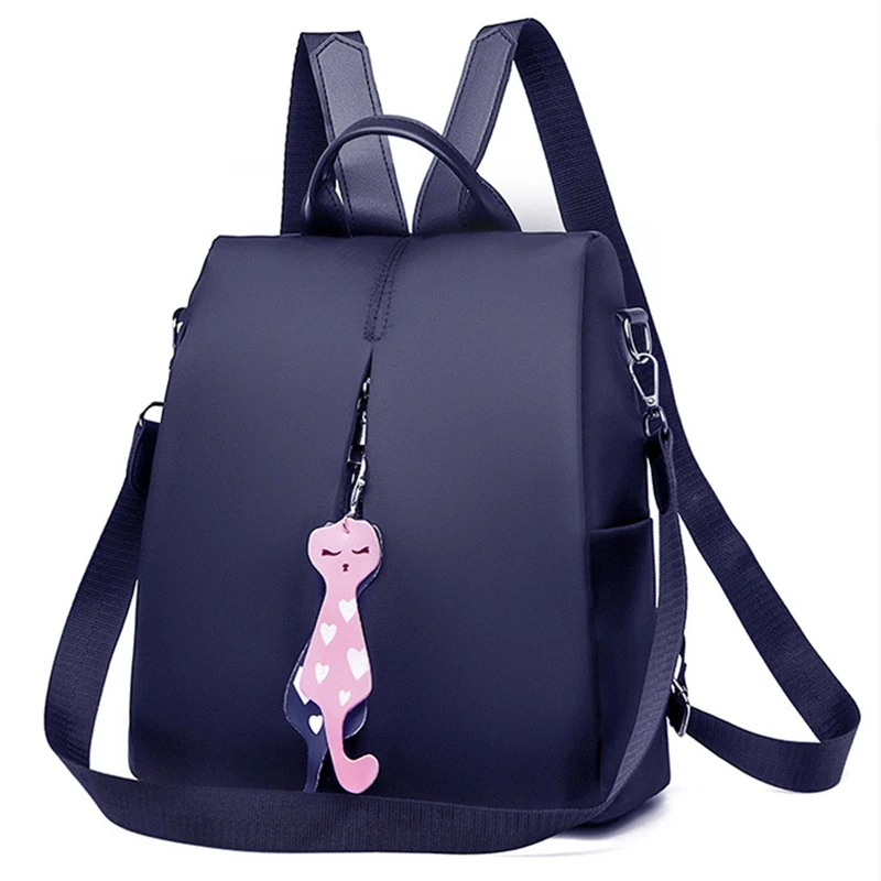 Yogodlns Frauen Rucksack Neue Mode Oxford Tasche Einfarbig Reise Rucksack Damen Kleinen Rucksack Mit Katze Anhänger – Detail 15