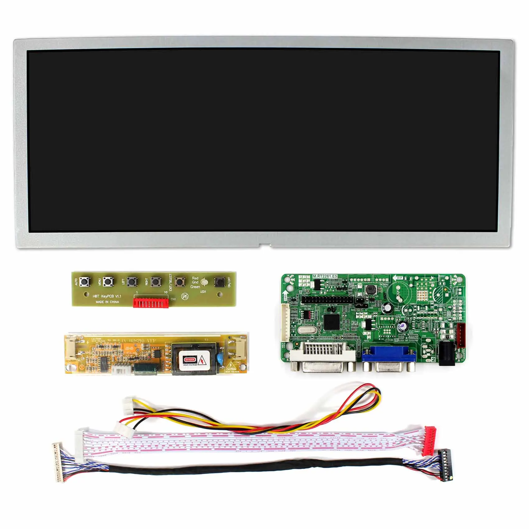 DVI+VGA LCD Controller Board With 12.3inch LQ123K1LG03 1280x480 LCD Screen