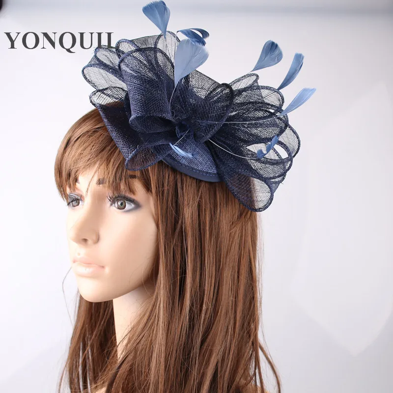 17 Colors Sinamay Hair Fascinator Feather Adorn Hats Headpiece Church Hair Accessory Wedding Hat Suit For All Season SYF238