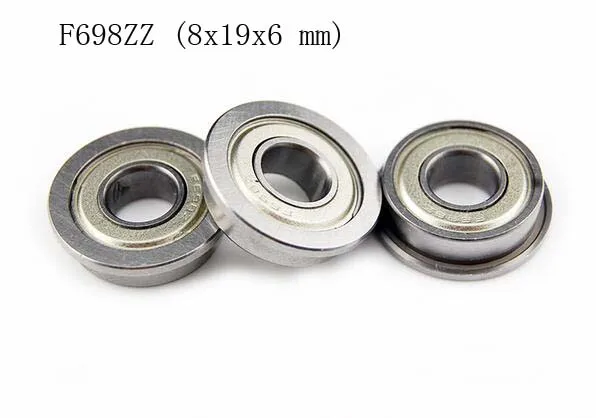 (10 PCS) F698ZZ (8x19x6 mm) Metal Shielded FLANGED Ball Bearing F698Z F698