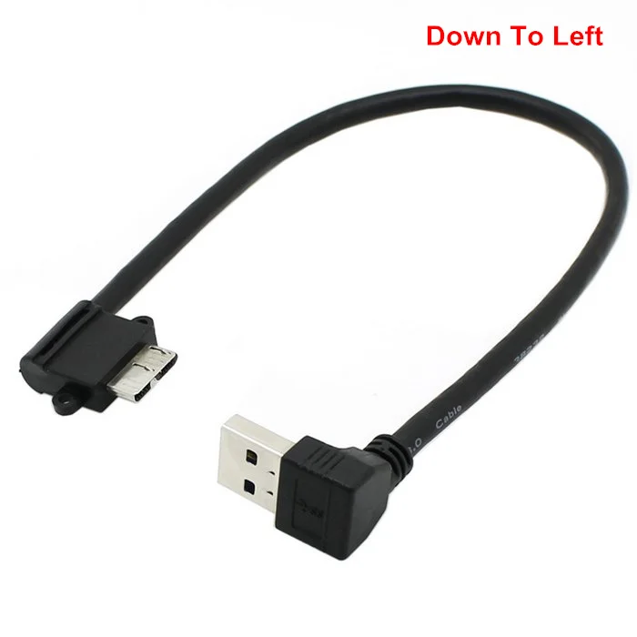 20cm up & Down/Left & Right Angled USB 3.0 to Micro 10Pin Cable Hard Disk SSD Adapter Right Angle Cable for Data Transfer