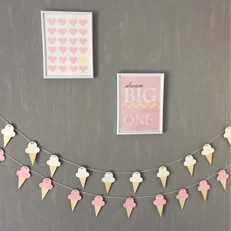 10pcs/lot INS Ice Cream Wood Pendant DIY Hanging Curtain Kids Room Decoration Wood Banner Birthday Party Wall Hanging Decoration