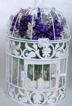 Fashion iron wrought iron birdcage white small bird cage decoration hanging bird cage