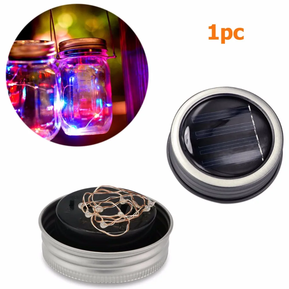 Solar String Lights LED Solar Light Outdoor Jar Can Cap Copper Light Strip Wire DIY Lid Party Decor Solar LED Garden Dropship