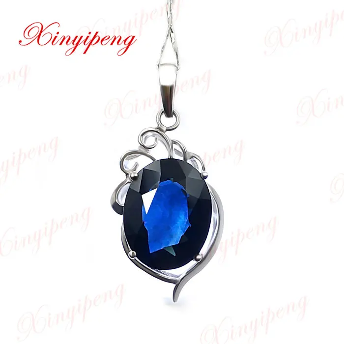 

18k white gold with 100% natural sapphire pendant female 3.8carat Fashion and personality blue