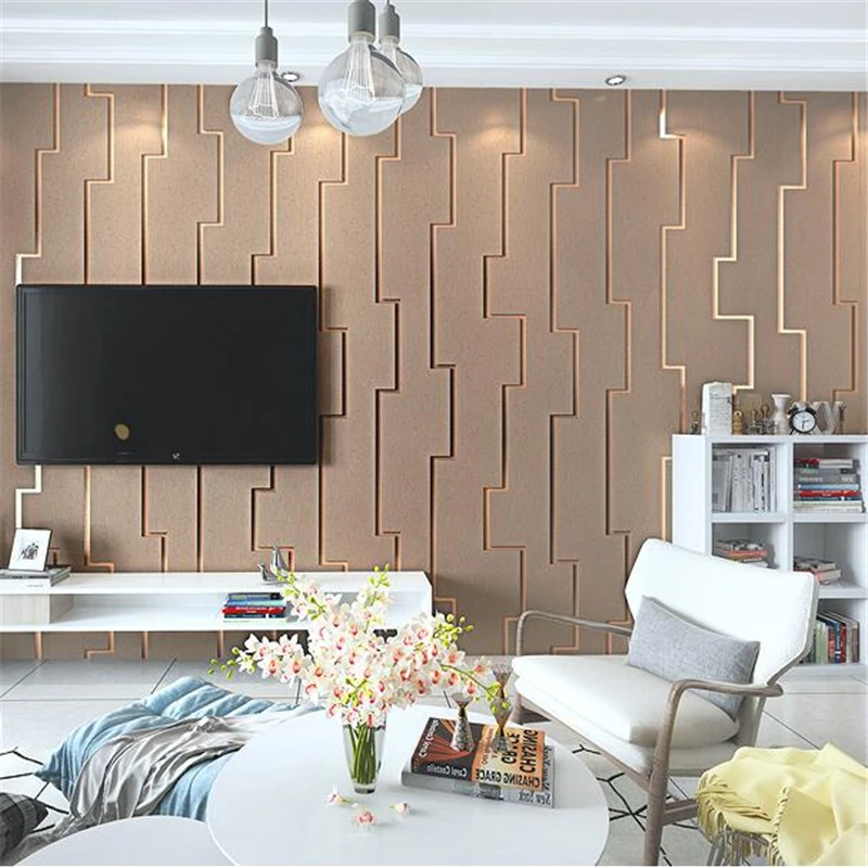 wellyu New living room TV background wall paper 3D personalized stripe video wall papel de parede decoration wallpaper modern