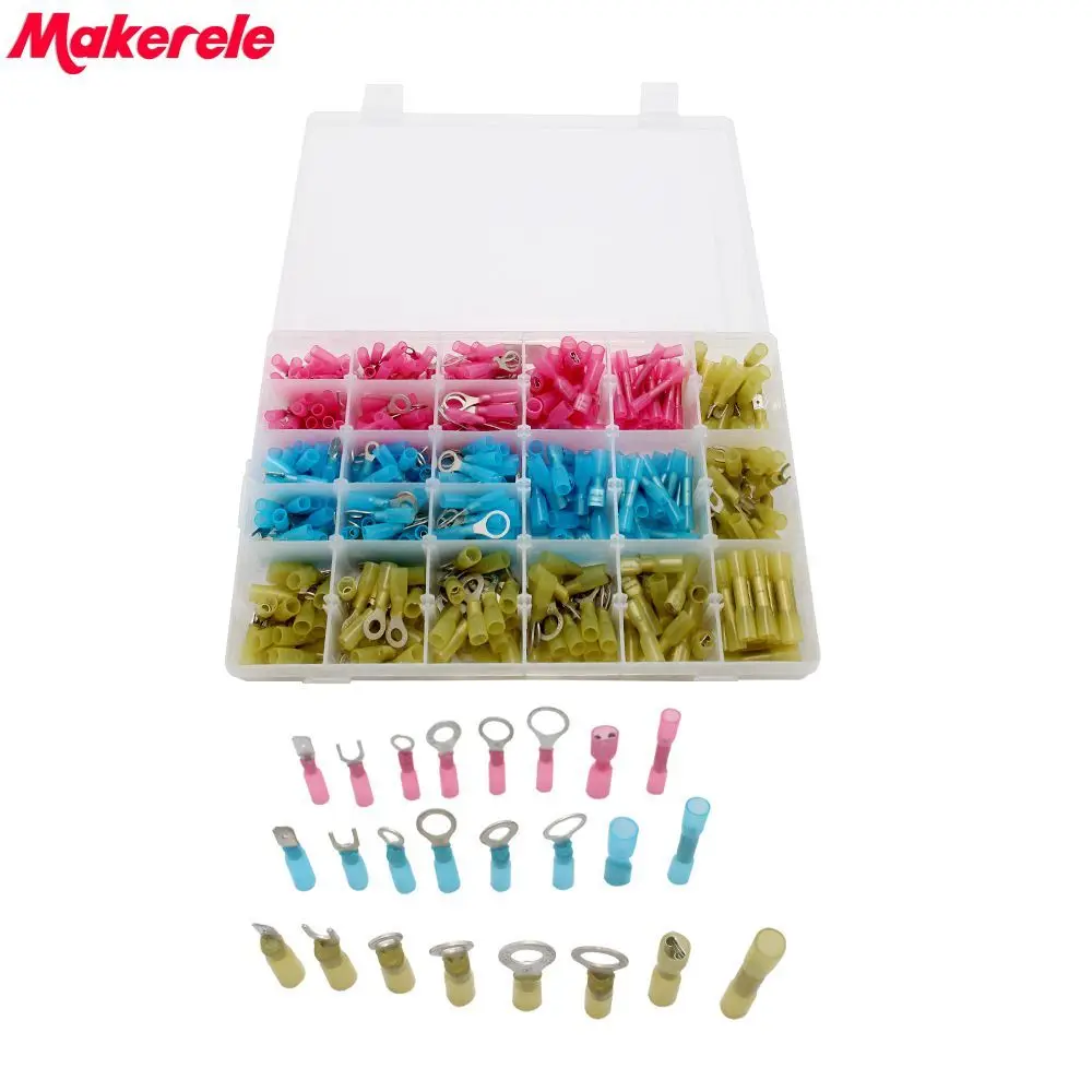 480pcs/Box GP-H002 Assorted Insulated Electrical Wire Terminals Crimp Connector Spade