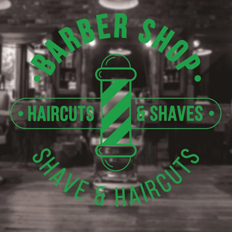 Barber Shop Logo Wall Decal Traditional Barbers Decals Sticker Window Barber shop Art Sign Removable Art Mural Home Decor x59