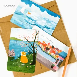 30 Sheets Kawaii Postcard Cute Cartoon Postal Card Wish Card Greeting Card Christmas Happy New Year Gift Beautiful Message Cards