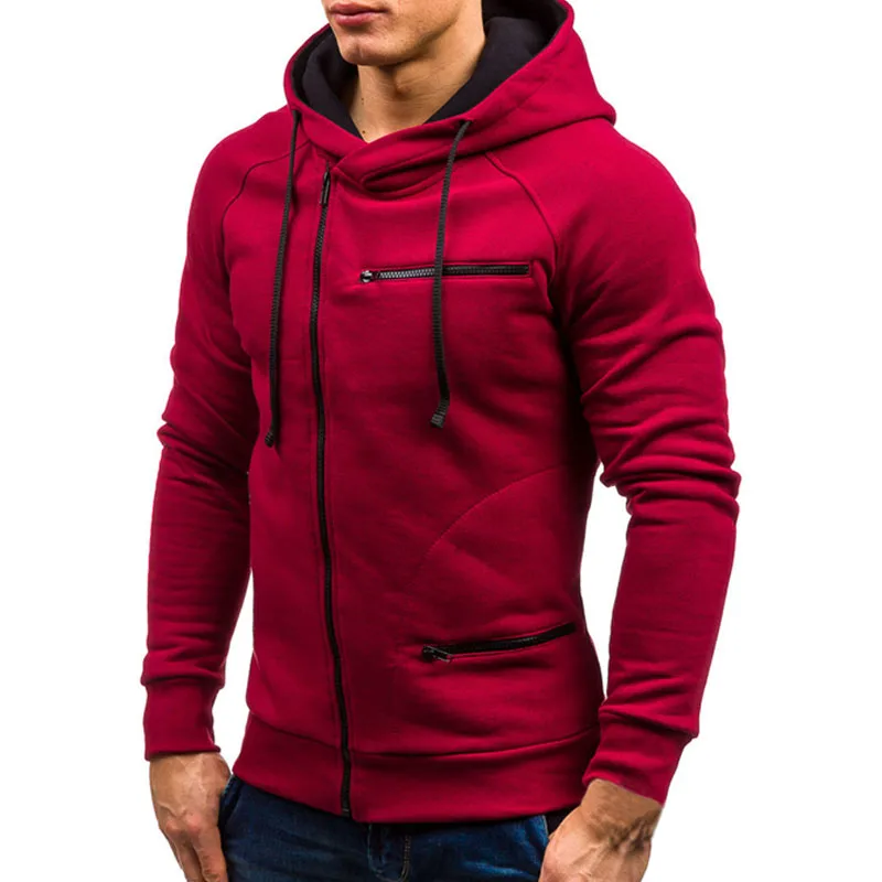 Men Hoodie Sweatshirt New Casual Solid Long Sleeve Mens Hoodies Slim Zipper Hooded Cardigan Sweatshirts Men Hoody Sweat Homme