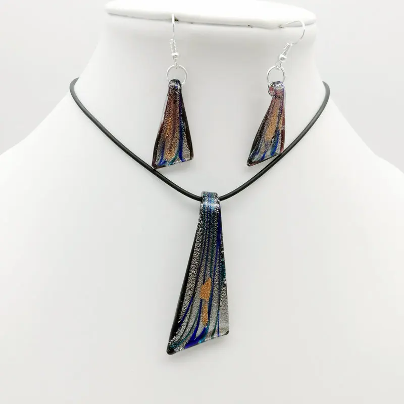 Hot sale Fashion 6 Set Baroque Art Lampwork Murano Glass Pendant Necklace Earrings Jewelry Set Wholesale N-046