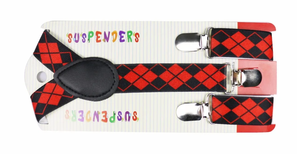 Winfox Hoge Kwaliteit 2.5 cm Breed Geometrie Diamant Patroon Jongens Rode Plaid Bretels Kids oddler Baby Jarretel Broek