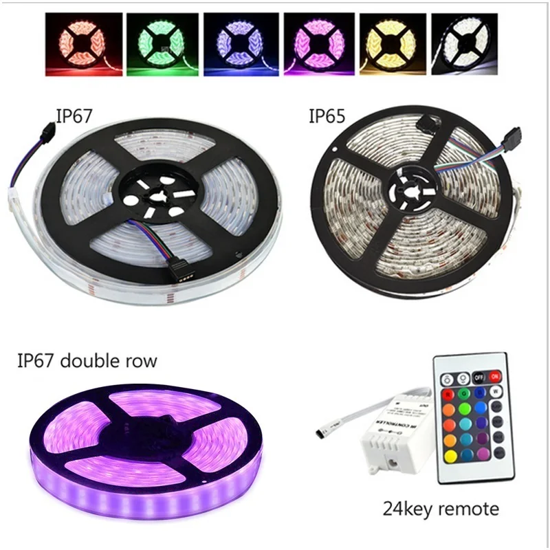 HOTOOK LED Strip 5M 5050 Waterproof Rope RGB 12V TV LED Tape IP65 IP68 Double Row Flexible Stripe Ribbon tiras Single Color