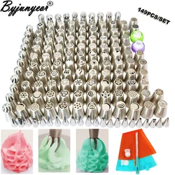 149PCS Stainless Steel Nozzles Pastry Icing Cake Piping Cake Decorating Tools Globular Nozzle 2 Pastry Bags 4 Couplers CS088