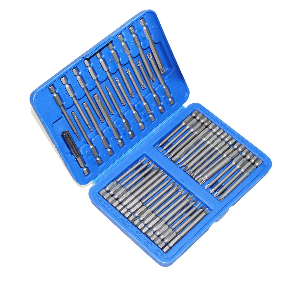 New 50pcs CRV Steel Triangle Head Screwdriver Bits Steel 1/4 Hex Shank Torx Hex Star Phillips Tamper Proof Kit