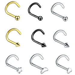 1PC 20G Stahl Herz Nariz Piercing Schraube Nasenloch Ohrring Piercings L Form Nase Knochen Studs Neus Ringe Körper piercing Schmuck