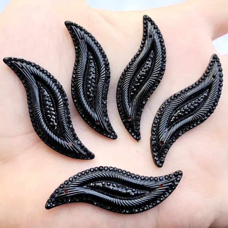 Pure black 10pcs Crystal Base Sew On Rhinestone Stones Spacer buttons for DIY Garment Jewelry -E088