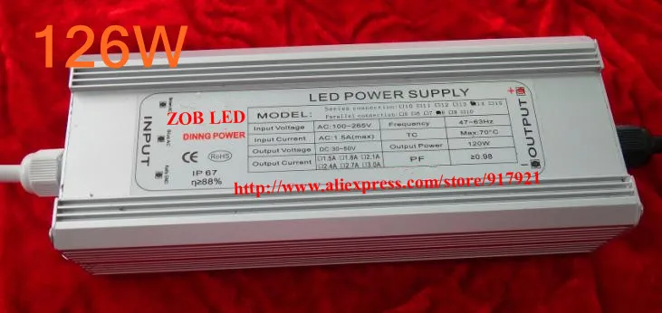 

126w led driver, DC54V,2.7A,high power led driver for flood light / street light,IP65,constant current drive power supply