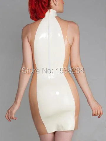فستان من اللاتكس فستان مطاطي شفاف وأبيض فستان صيفي للحفلات
