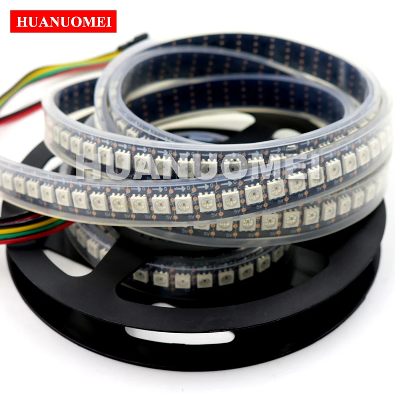 1M 144LEDs/m APA107 LED Pixel Strip Light,144Pixels with APA107 IC built-in the 5050 SMD RGB LED;DC5V,Black PCB,Waterproof IP67