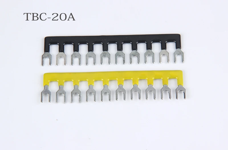 

10PCS TBC-20A 10 Position Pre Insulated Fork Type Terminal TB Connection Strip Barrier Strip Jumper Connector