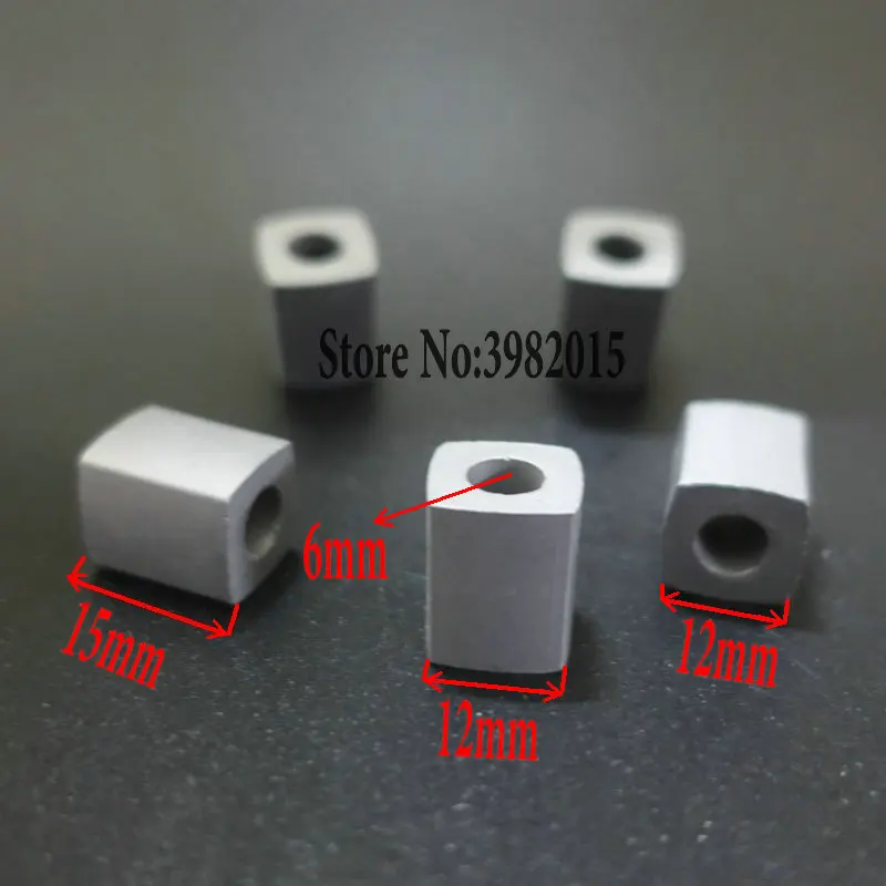 Tungsten Carbide Block Power Feed Contact W12*L12*H15*Hole6mm 5pcs for EDM Wire Cutting Machine