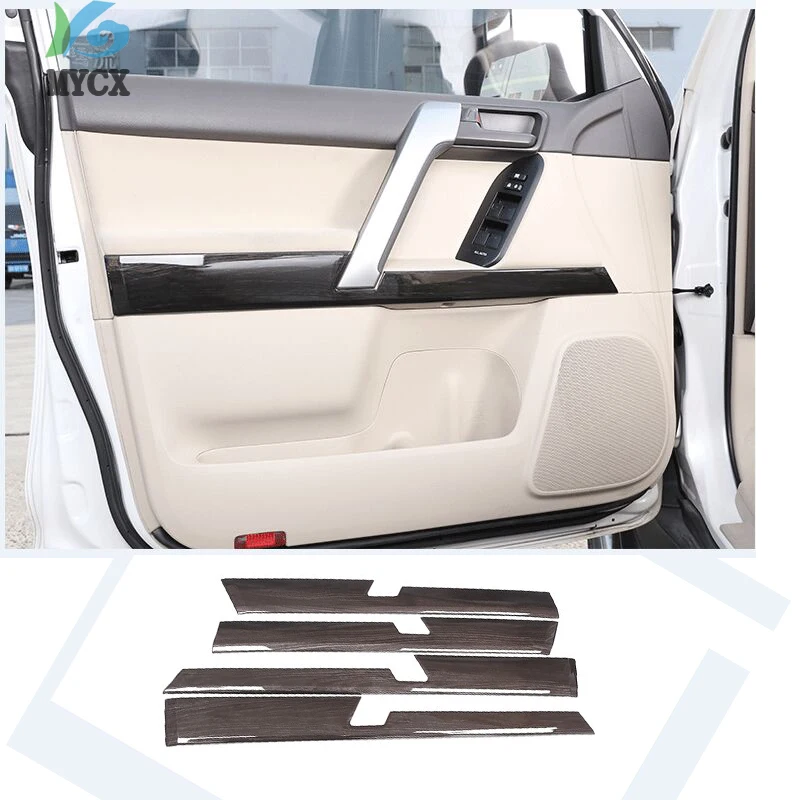 

4pcs Car ABS Interior Door Decoration Panel Trim For Toyota Land Cruiser Prado FJ150 150 2010-2018 Year Accessories Wood grain