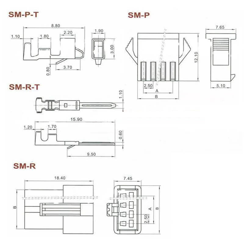 10pcs 3D printer accessories connector SM2.54 power connector socket 2 pairs of plug 2P male / female / Reed set