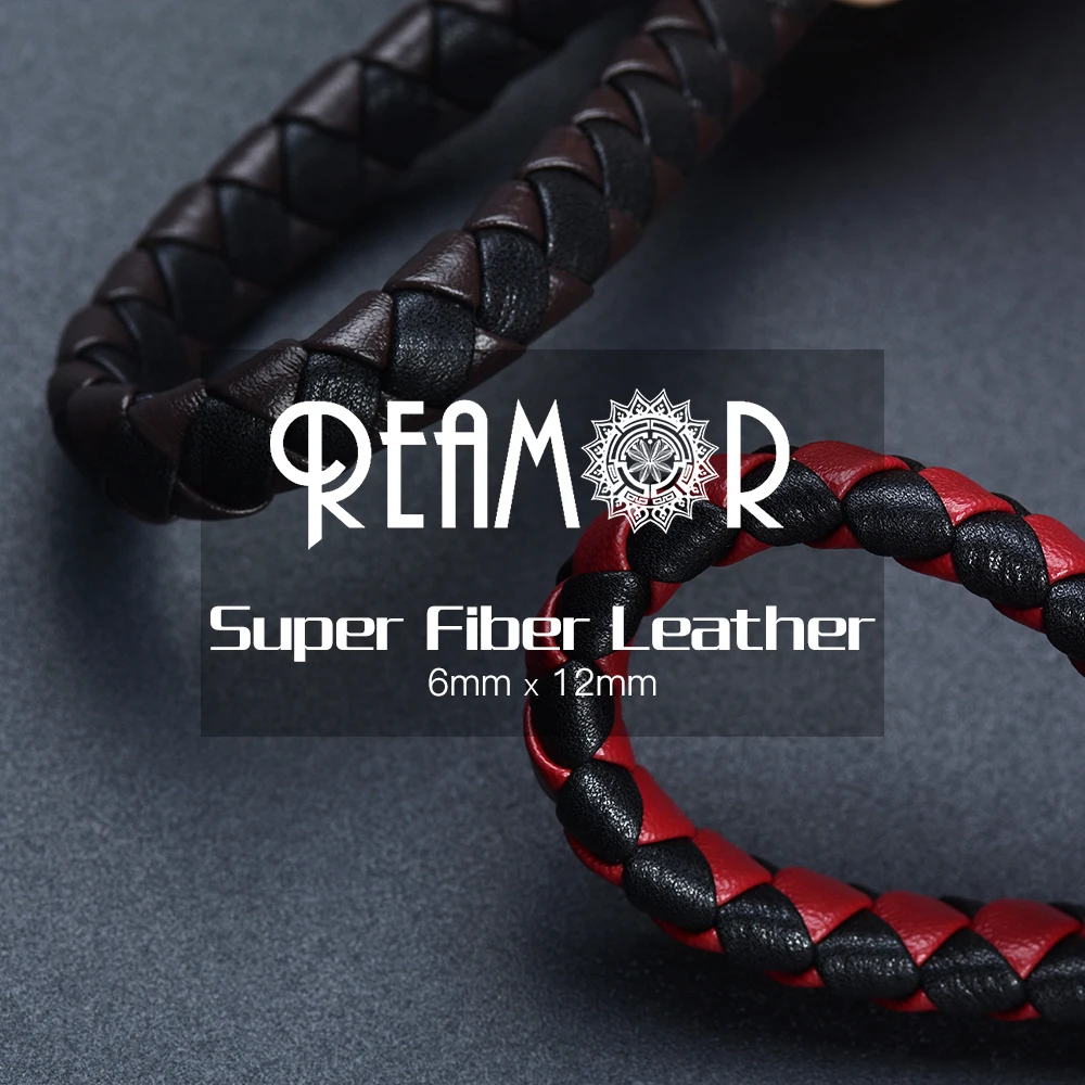 REAMOR New 12*6mm Black Mixed Brown Red Super Fiber Braided Leather Rope DIY Bracelet PU Wide Leather Cords For Jewelry Making