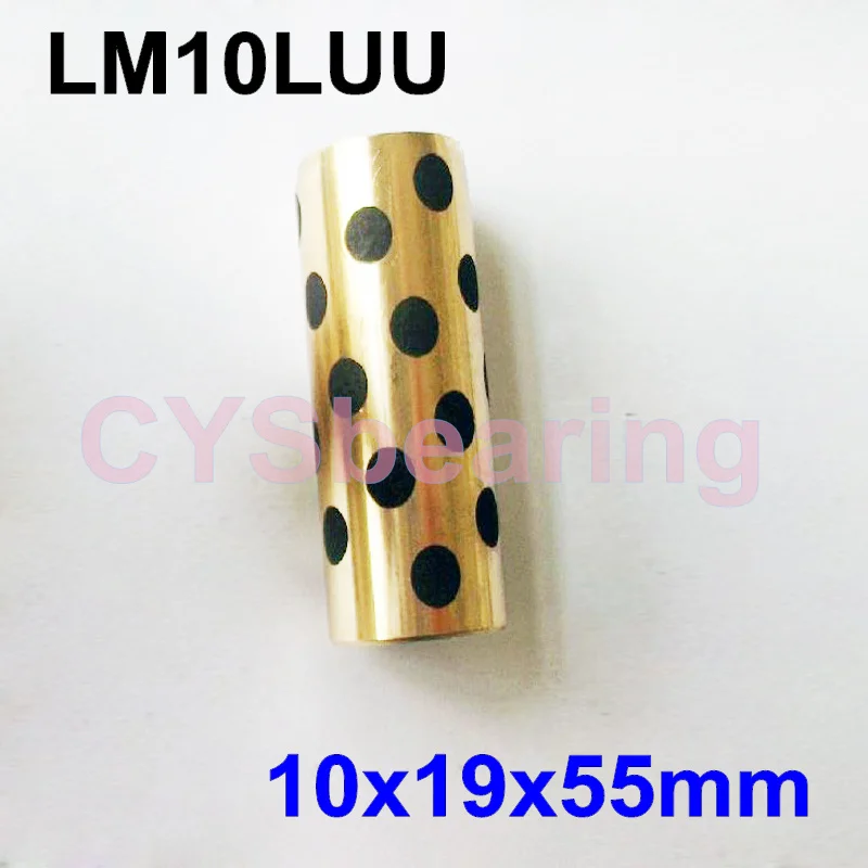 1pc bush 10x19x55 mm linear graphite copper set copper bushing oil self-lubricating bearing JDB for shaft 10mm LM10LUU LM10L