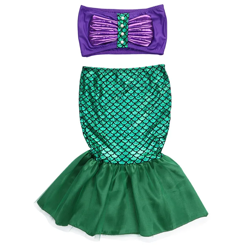 2016 Cute costumes for baby girls princess ariel dress The little Mermaid Ariel princess Cosplay costume mermaid dress