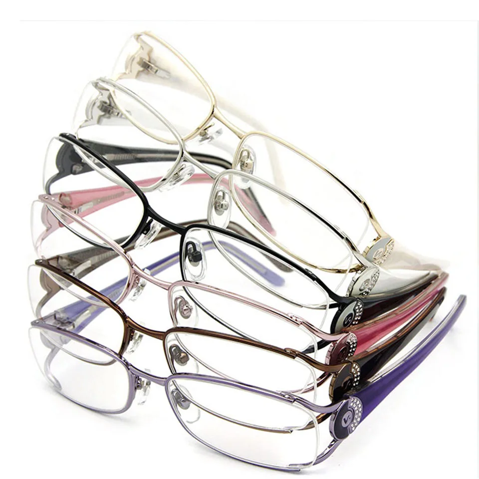 New Diamond Fashion Brand Designer Eye Glasses Frames for Women Prescription Luxury Optical Frame Women oculos de grau Female
