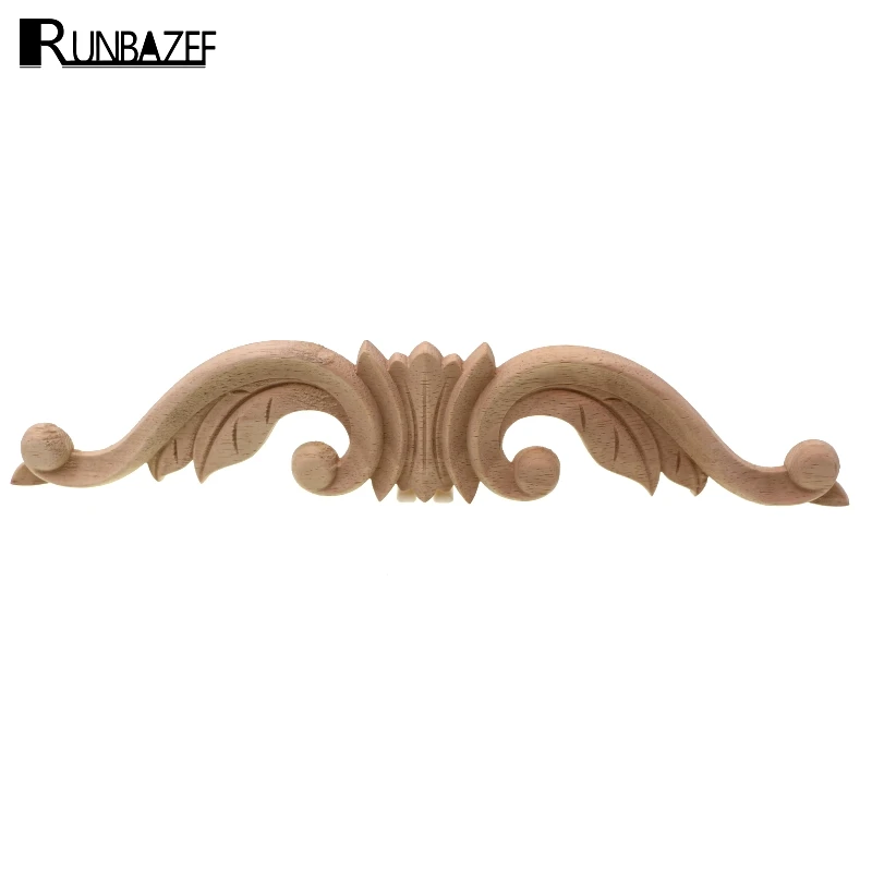 RUNBAZEF Vintage Unpainted Wood Carved Corner Onlay Applique Frame for Home Furniture Wall Cabinet Door Decor Crafts Globe