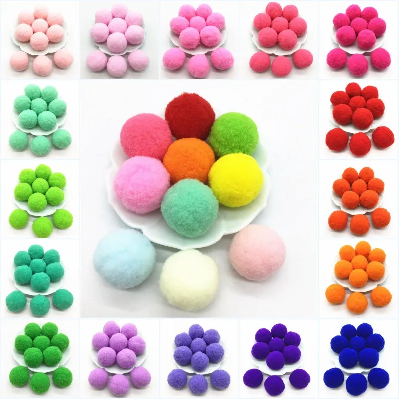 30mm Fur Plush Pompones Ball Pompoms Craft DIY Soft Pom Poms Wedding Garment Decor Sewing Glue On Cloth Accessories 32pcs 30g