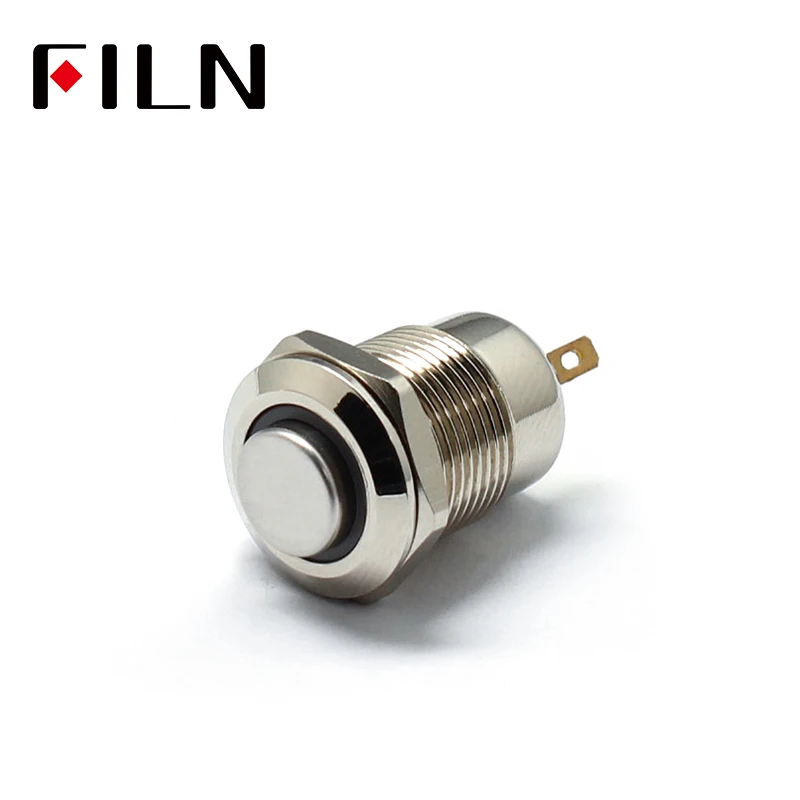

12mm 12V LED Momentary 2 Pins 4 Pins 1NO Latching Brass Nickel Plated anti vandal High Actuator Mini Metal Push Button Switch