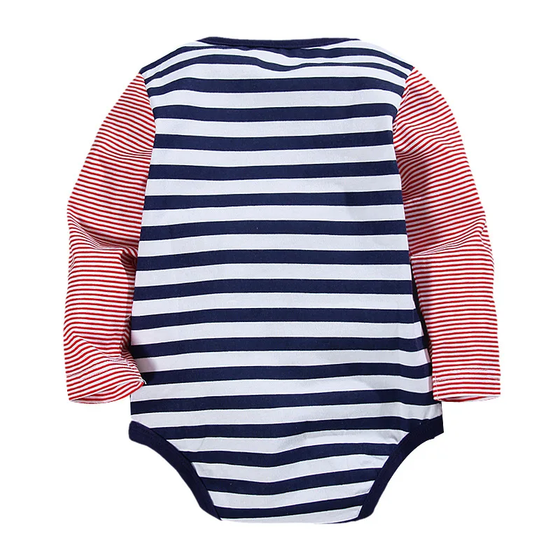 Stripe Long Sleeve Baby Boy Bodysuits Newborn Body Clothes Toddler T-Shirts Bebe Roupas Embroidery Top Quality